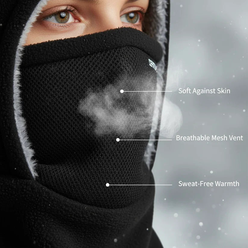 ThermaFleece Hood – Windproof winter hat, mask, and neck warmer
