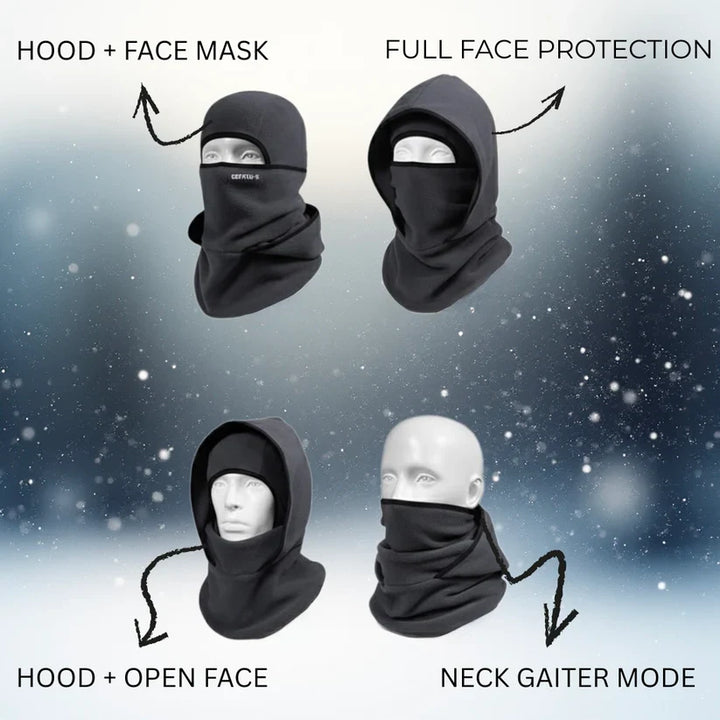 ThermaFleece Hood – Windproof winter hat, mask, and neck warmer
